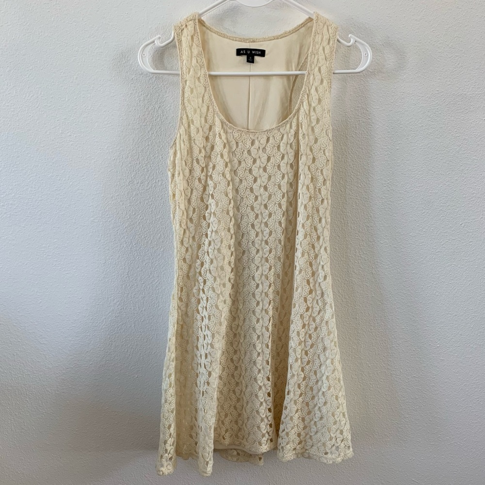 Sleeveless Ivory Crochet Lace Dress